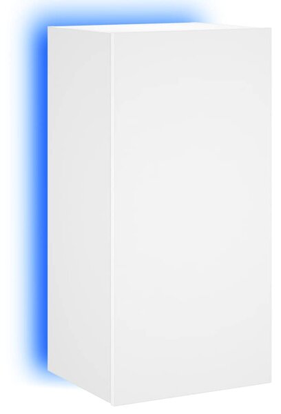 Fehér falra szerelhető TV-szekrény LED-lámpákkal 40,5x35x80 cm