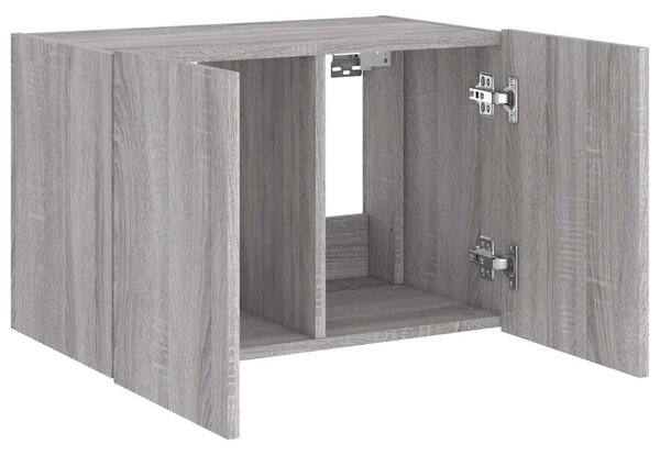 Szürke sonoma színű fali TV-szekrény LED-ekkel 60x35x41 cm