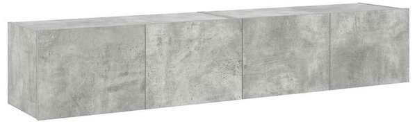 2 db betonszürke fali TV-szekrény LED-del 80x35x31 cm