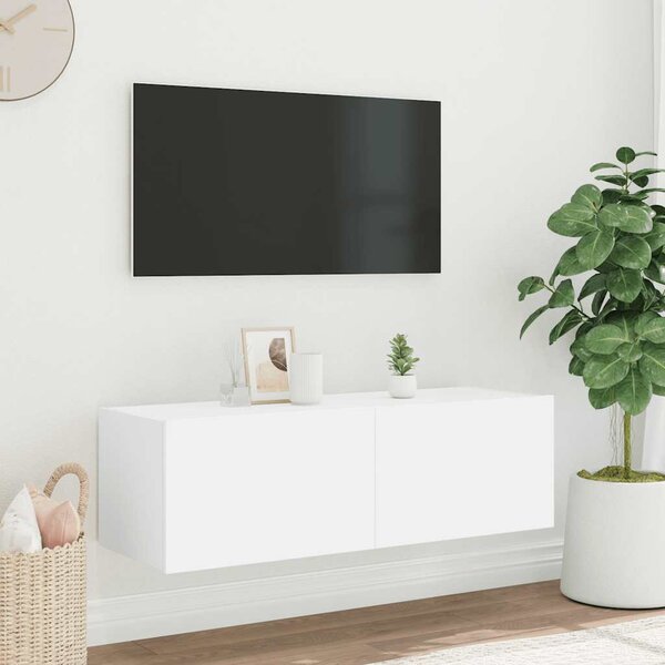 Fehér fali TV-szekrény LED-világítással 100 x 35 x 31 cm