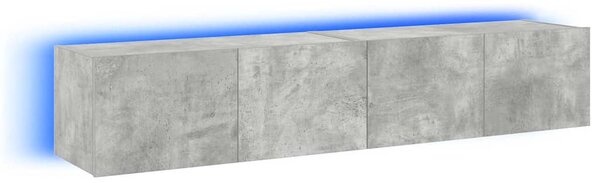 2 db betonszürke fali TV-szekrény LED-del 80x35x31 cm