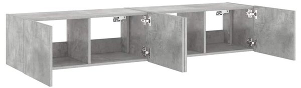 2 db betonszürke fali TV-szekrény LED-del 80x35x31 cm