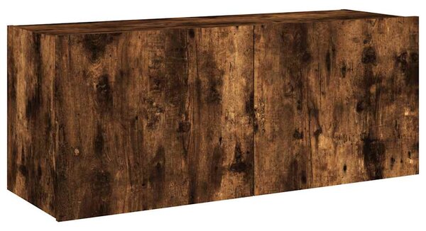 Füstös tölgy színű fali TV-szekrény LED-ekkel 100 x 35 x 41 cm