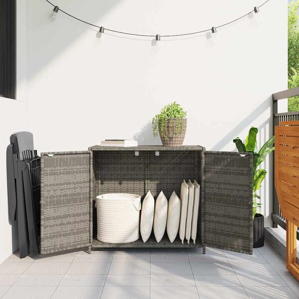 Szürke polyrattan kerti tárolószekrény 83x45x76 cm