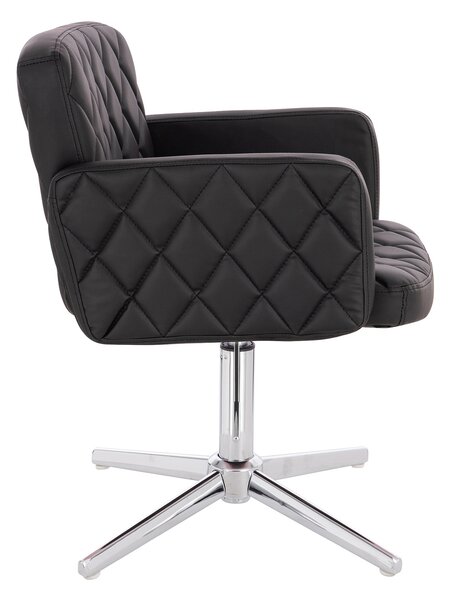 HC802CROSS Fekete Modern Műbőr Szék Krómozott lábbal