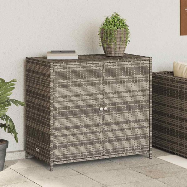 Szürke polyrattan kerti tárolószekrény 83x45x76 cm