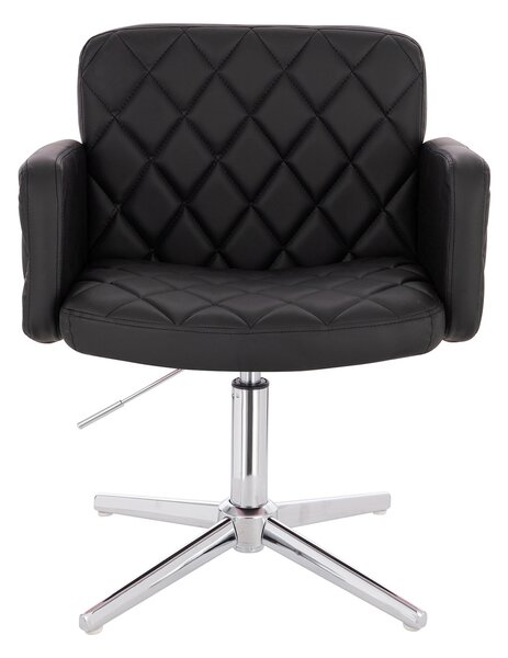 HC802CROSS Fekete Modern Műbőr Szék Krómozott lábbal