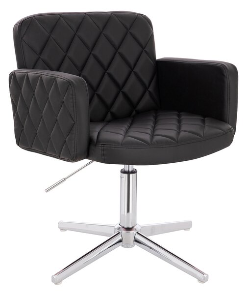 HC802CROSS Fekete Modern Műbőr Szék Krómozott lábbal