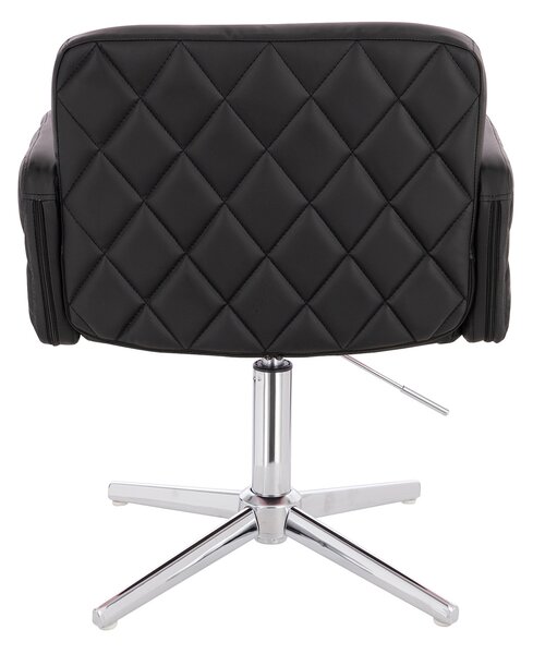 HC802CROSS Fekete Modern Műbőr Szék Krómozott lábbal