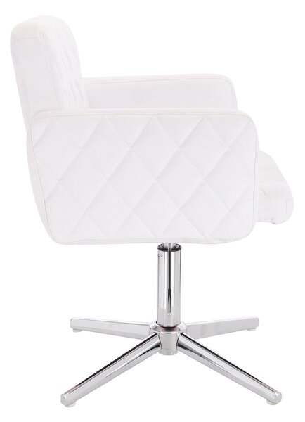 HC802CROSS Fehér Modern Műbőr Szék Krómozott lábbal