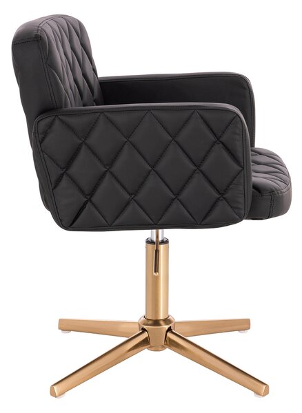 HC802CROSS Fekete Modern Műbőr Szék Arany lábbal