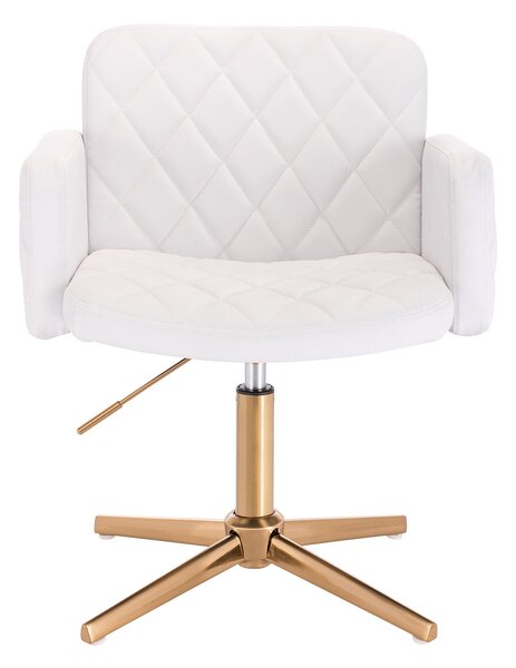 HC802CROSS Fehér Modern Műbőr Szék Arany lábbal