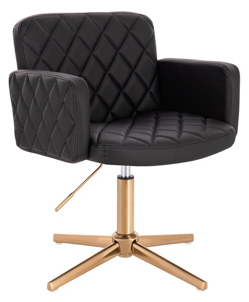 HC802CROSS Fekete Modern Műbőr Szék Arany lábbal