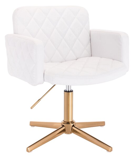 HC802CROSS Fehér Modern Műbőr Szék Arany lábbal