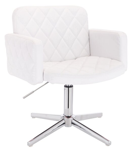 HC802CROSS Fehér Modern Műbőr Szék Krómozott lábbal