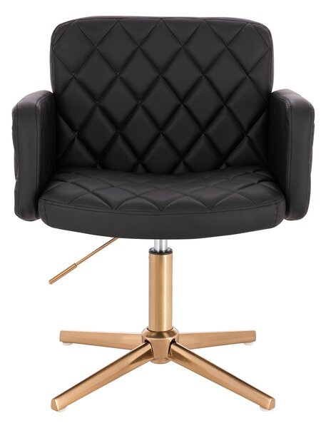 HC802CROSS Fekete Modern Műbőr Szék Arany lábbal