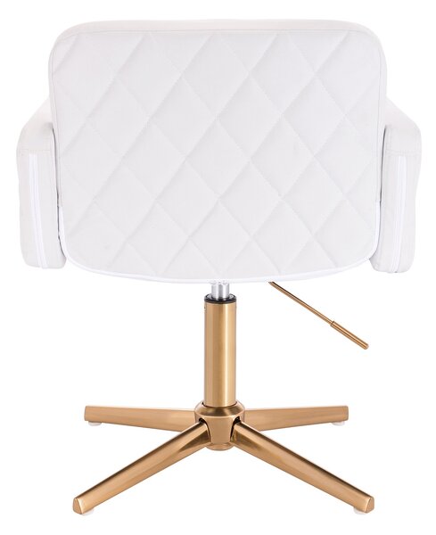 HC802CROSS Fehér Modern Műbőr Szék Arany lábbal