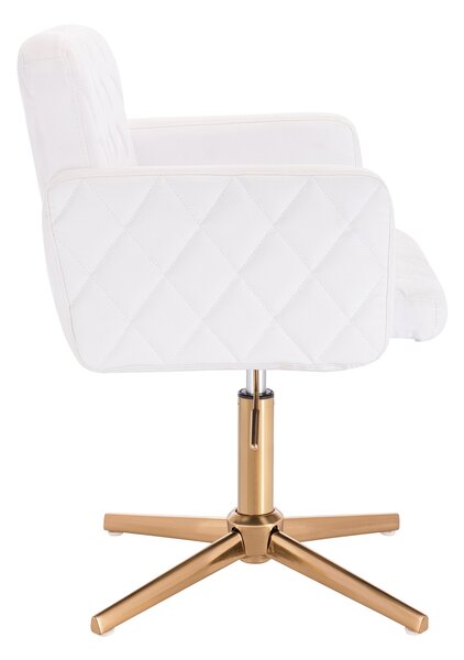 HC802CROSS Fehér Modern Műbőr Szék Arany lábbal