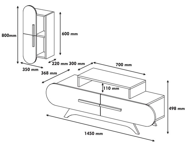 Nappali fal Dolphie 2 (dió + krém)