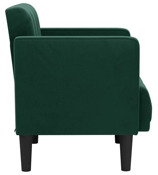 Sötétzöld bársony kanapészék karfás szék 53 cm