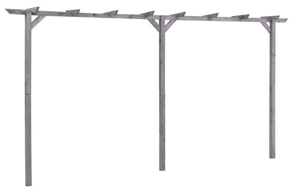 Szürke impregnált fenyőfa kerti pergola 400 x 40 x 205 cm