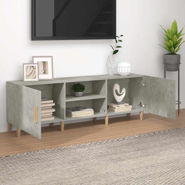 Betonszürke szerelt fa TV-szekrény 150 x 30 x 50 cm