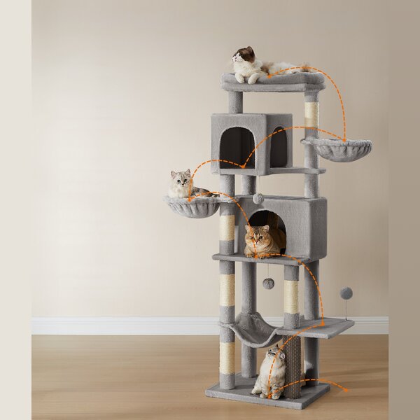TRISTAN macskafa, 57x45x175 cm, szürke Feandrea