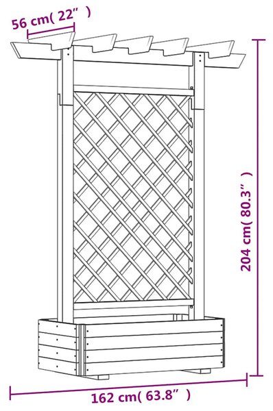 Fa virágtartó pergola 162 x 56 x 204 cm