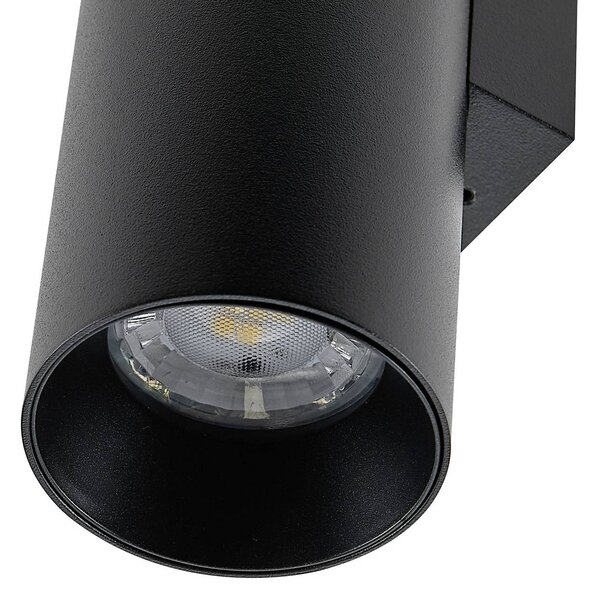 Deko-Light CAN fali világítás, fekete, 2 izzós, magasság 22 cm, fém, GU10, dimmelhető, Fekete, Nappali / Étkező, Alumínium