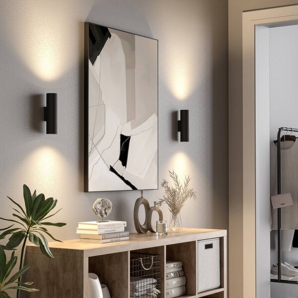 Deko-Light CAN fali világítás, fekete, 2 izzós, magasság 22 cm, fém, GU10, dimmelhető, Fekete, Nappali / Étkező, Alumínium
