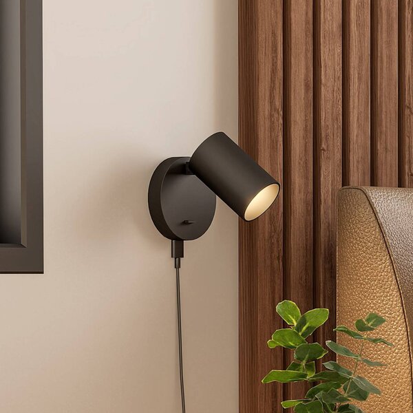 Deko-Light CAN TILT fali spotlámpa, fekete, Ø 10 cm, fém kapcsoló USB, Fekete, Nappali / Étkező, Alumínium