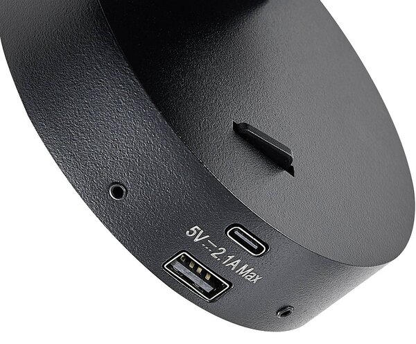 Deko-Light CAN TILT fali spotlámpa, fekete, Ø 10 cm, fém kapcsoló USB, Fekete, Nappali / Étkező, Alumínium