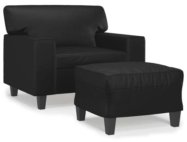 VidaXL fekete műbőr kanapéfotel lábtartóval 60 cm
