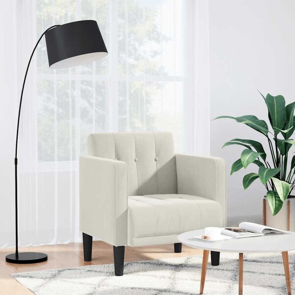 Krém bársony kanapészék karfás szék 53 cm