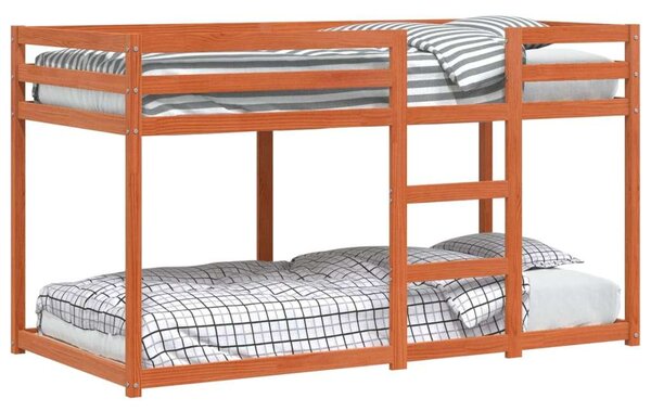 VidaXL viaszbarna tömör fenyőfa emeletes ágy 90x190 cm