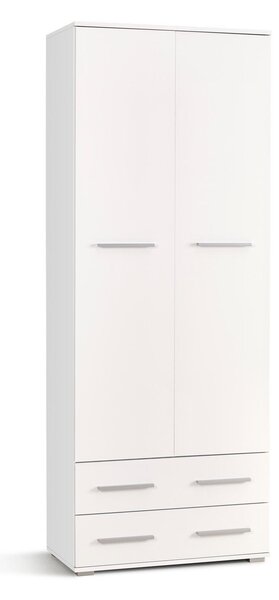 Könyvespolc Cirveso 107, Ajtókkal, Zárt, Fiókokkal, Laminált forgácslap, 200x77x40cm, Fehér, Fényes fehér