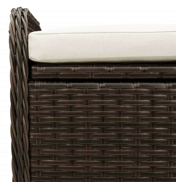 VidaXL barna polyrattan tárolópad párnával 80 x 51 x 52 cm