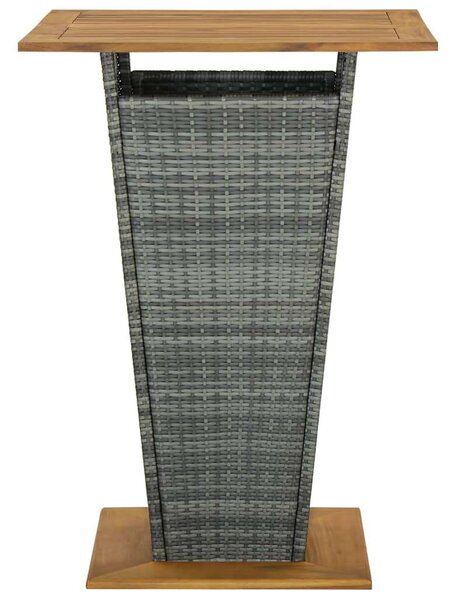 Akácfa-Polyrattan Bárasztal - Szürke - 80x80x110 cm
