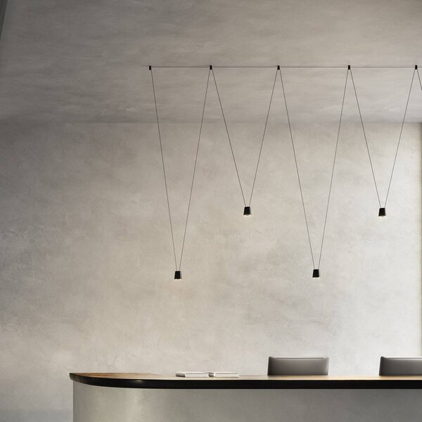 Kdln LED designer lógó lámpa Sling, 2700 K, 1 izzós, fekete, dimmelhető, Fekete, Nappali / Étkező, Alumínium, Dizájn