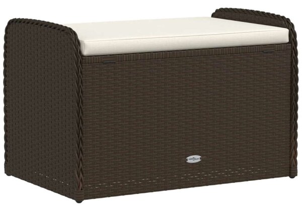 VidaXL barna polyrattan tárolópad párnával 80 x 51 x 52 cm