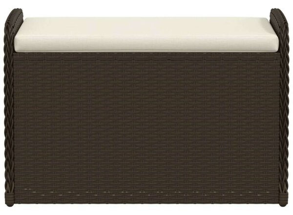 VidaXL barna polyrattan tárolópad párnával 80 x 51 x 52 cm