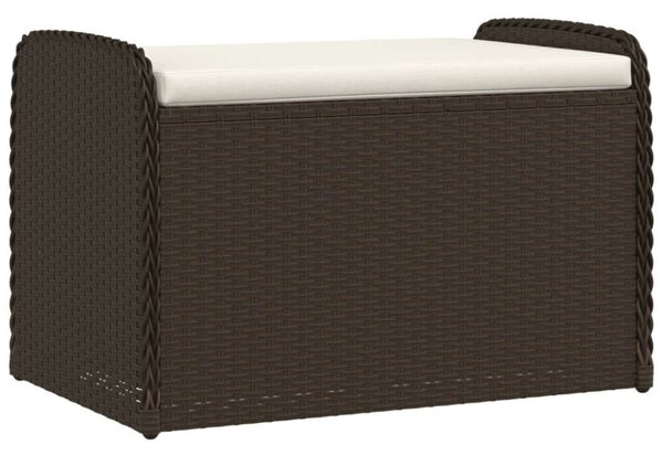 VidaXL barna polyrattan tárolópad párnával 80 x 51 x 52 cm
