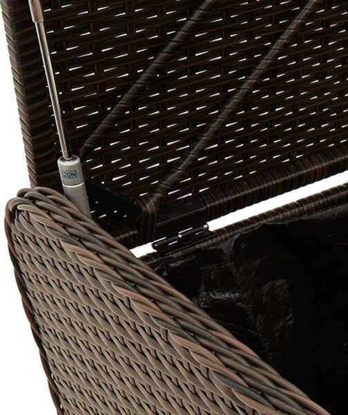 VidaXL barna polyrattan tárolópad párnával 80 x 51 x 52 cm