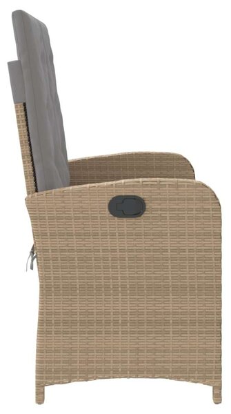 VidaXL bézs polyrattan dönthető kerti pad párnával