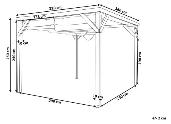 Pavilon VILLAROSA 320 cm 380 cm Fenyőfa Barna/bézs