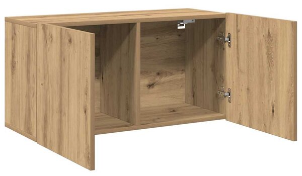 Kézműves tölgy színű falra szerelhető TV-szekrény 80x30x41 cm
