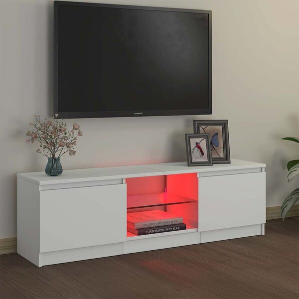 Fehér TV-szekrény LED lámpákkal 120 x 30 x 36 cm