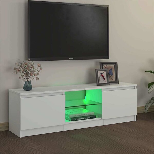 Fehér TV-szekrény LED lámpákkal 120 x 30 x 36 cm