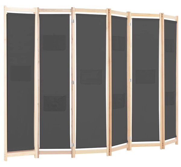 Szürke 6-paneles szövetparaván 240 x 170 x 4 cm