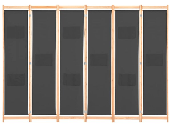 Szürke 6-paneles szövetparaván 240 x 170 x 4 cm